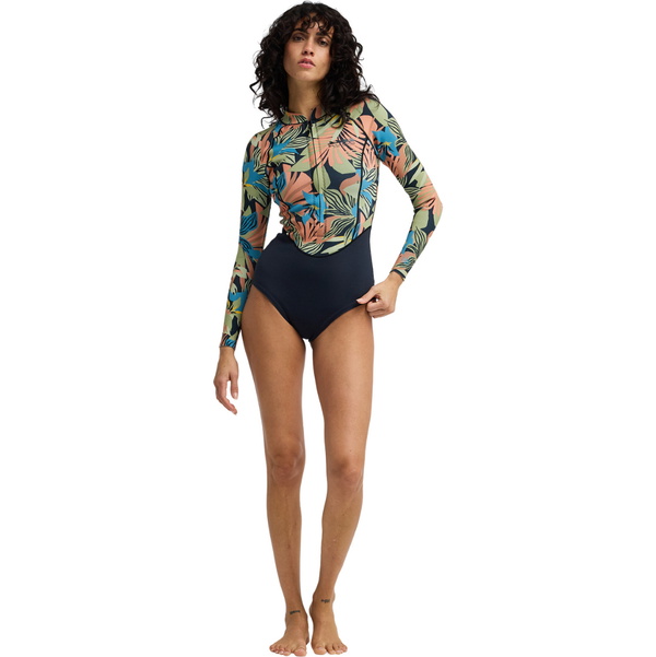 2026 Billabong Womens Salty Dayz Light Natural 1mm Front Zip Springsuit Wetsuit 24BW193502 - Black Tropical
